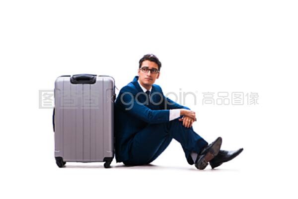 商务旅行中的商人概念孤立于白色